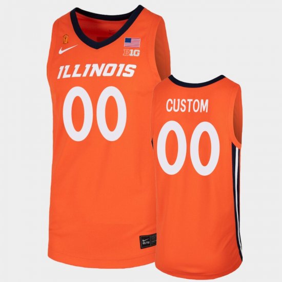 #00 Custom College Basketball University of Illinois Mens Orange Jersey 897001-897