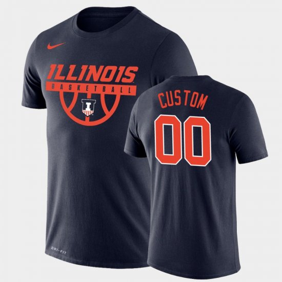 #00 Custom Drop Legend Illinois Fighting Illini Basketball Men\'s Navy T-Shirt 857254-209