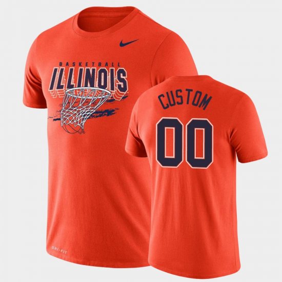 #00 Custom Legend Fighting Illini Basketball Men Orange T-Shirt 778985-484