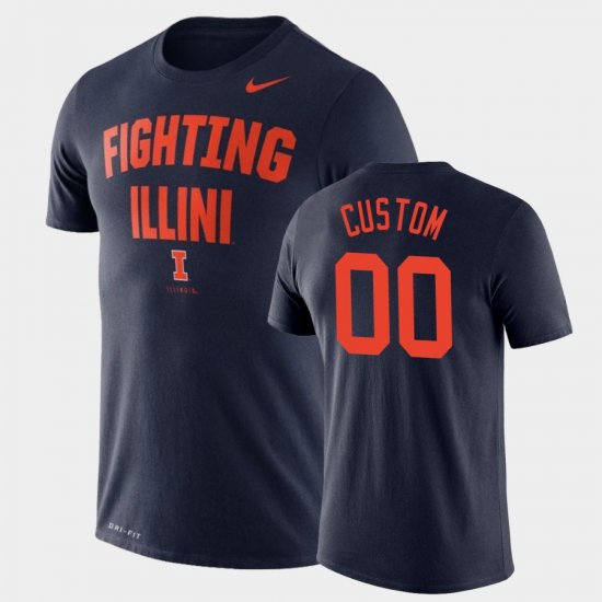 #00 Custom Performance Fighting Illini Basketball Men\'s Navy T-Shirt 981081-997