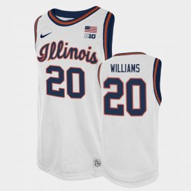 #20 Da'Monte Williams College Basketball Illinois Fighting Illini Basketball 2021 Swingman Player Mens White Jersey 388107-456