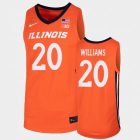 #20 Da'Monte Williams College Basketball Fighting Illini Mens Orange Jersey 121057-828