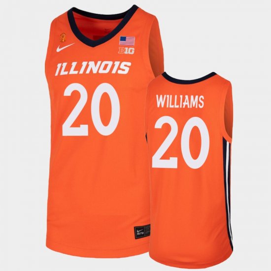 #20 Da\'Monte Williams College Basketball Fighting Illini Mens Orange Jersey 121057-828