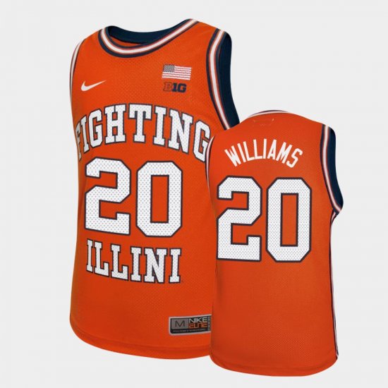 #20 Da\'Monte Williams Throwback Illinois Basketball Men\'s Orange Jersey 882232-164