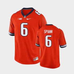 #6 Deuce Spann College Football University of Illinois Men Orange Jersey 392803-623 #6 Deuce Spann College Football University of Illinois Men Orange Jersey 392803-623