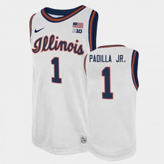 #1 Edgar Padilla Jr. College Basketball Fighting Illini Basketball 2021 Swingman Player Men White Jersey 572355-965