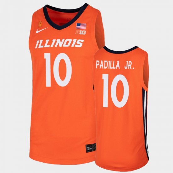 #10 Edgar Padilla Jr. College Basketball Illinois Fighting Illini Mens Orange Jersey 707874-496