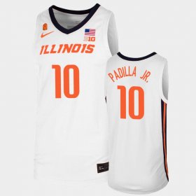 #10 Edgar Padilla Jr. Replica Fighting Illini College Basketball Men's White Jersey 123069-391