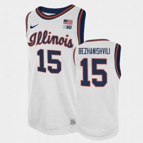 #15 Giorgi Bezhanishvili College Basketball Illinois Fighting Illini Basketball 2021 Swingman Player Men White Jersey 260994-494