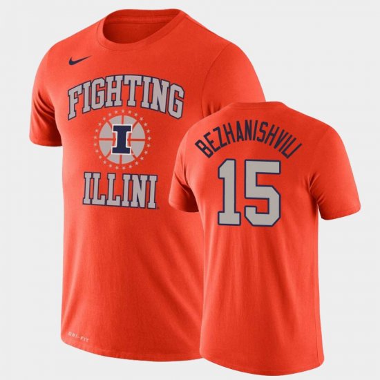 #15 Giorgi Bezhanishvili Legend University of Illinois Performance Mens Orange T-Shirt 963386-362