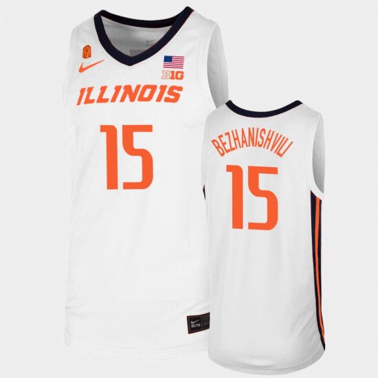 #15 Giorgi Bezhanishvili Replica Fighting Illini College Basketball Mens White Jersey 289968-175