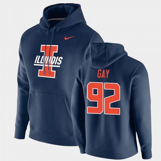 #92 Isaiah Gay Vintage School Logo Fighting Illini Pullover Men\'s Navy Hoodie 301869-537