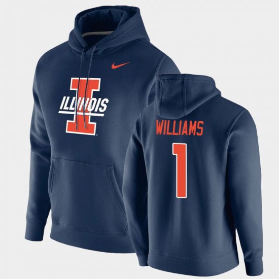 #1 Isaiah Williams Vintage School Logo Fighting Illini Pullover Mens Navy Hoodie 758058-111