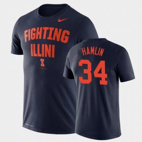 #34 Jermaine Hamlin Performance Illinois Fighting Illini Basketball Mens Navy T-Shirt 669571-806 #34 Jermaine Hamlin Performance Illinois Fighting Illini Basketball Mens Navy T-Shirt 669571-806