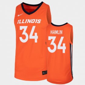 #34 Jermaine Hamlin Replica Fighting Illini College Basketball Men's Orange Jersey 813025-442