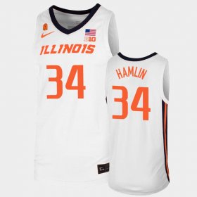 #34 Jermaine Hamlin Replica University of Illinois College Basketball Men's White Jersey 810784-862