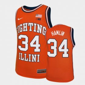 #34 Jermaine Hamlin Throwback Fighting Illini Basketball Men's Orange Jersey 504261-705