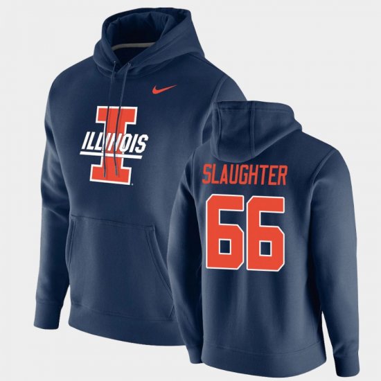 #66 Jordyn Slaughter Vintage School Logo Illinois Fighting Illini Pullover Men\'s Navy Hoodie 947451-987