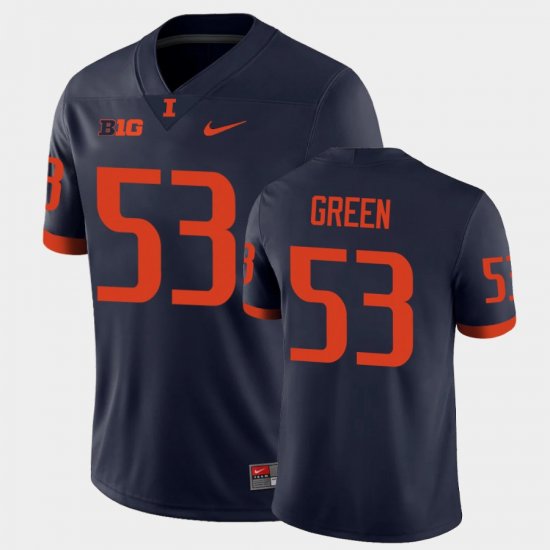 #53 Kendrick Green College Football Fighting Illini Mens Navy Jersey 564807-182