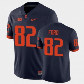 #82 Luke Ford College Football Illinois Men's Navy Jersey 789295-798