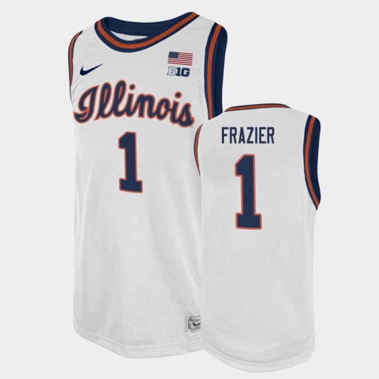 #1 Trent Frazier College Basketball University of Illinois Basketball 2021 Swingman Player Mens White Jersey 819689-419