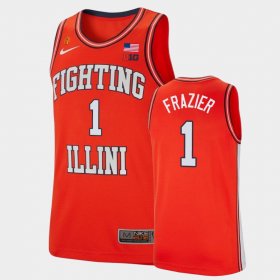 #1 Trent Frazier College Basketball Fighting Illini Retro Mens Orange Jersey 415203-398