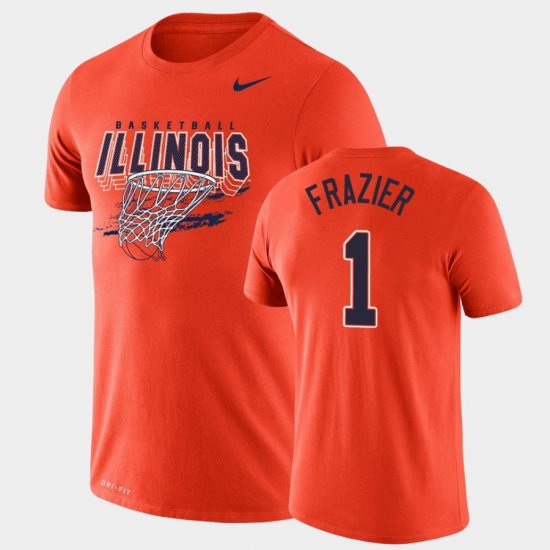 #1 Trent Frazier Legend Illinois Fighting Illini Basketball Men Orange T-Shirt 580882-512