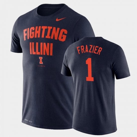 #1 Trent Frazier Performance Fighting Illini Basketball Men Navy T-Shirt 379284-503