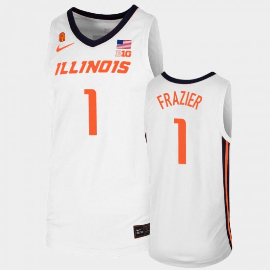 #1 Trent Frazier Replica Illinois College Basketball Men\'s White Jersey 619064-277