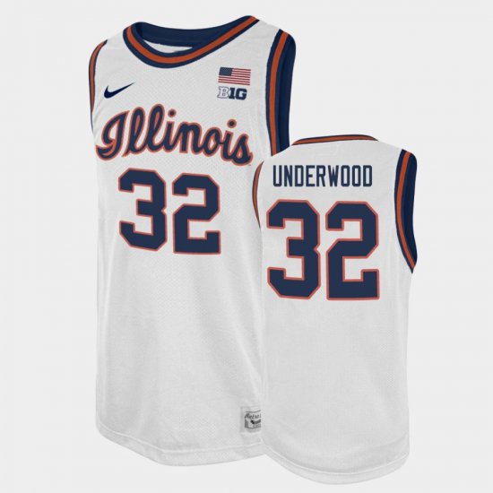 #32 Tyler Underwood College Basketball Illinois Fighting Illini Basketball 2021 Swingman Player Men White Jersey 881443-436