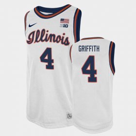 #4 Zach Griffith College Basketball Fighting Illini Basketball 2021 Swingman Player Men's White Jersey 226671-291