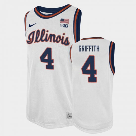 #4 Zach Griffith College Basketball Fighting Illini Basketball 2021 Swingman Player Men\'s White Jersey 226671-291