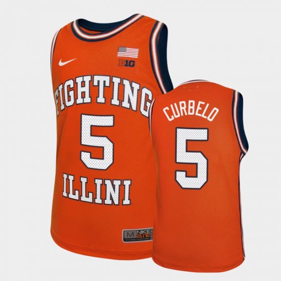 #5 Andre Curbelo College Basketball Fighting Illini Replica Youth Orange Jersey 802815-779