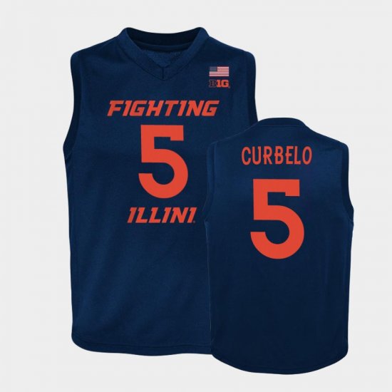 #5 Andre Curbelo Replica Illinois Basketball Youth Navy Jersey 839984-771