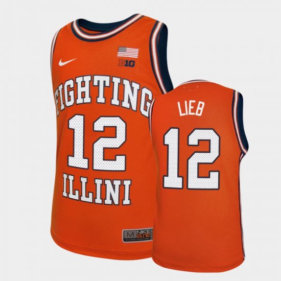 #12 Brandon Lieb College Basketball Illinois Replica Youth Orange Jersey 765232-449