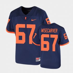 #67 Brody Wisecarver Replica University of Illinois Football Youth Navy Jersey 429787-418