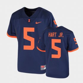 #5 Calvin Hart Jr. Replica Fighting Illini Football Youth Navy Jersey 285315-506