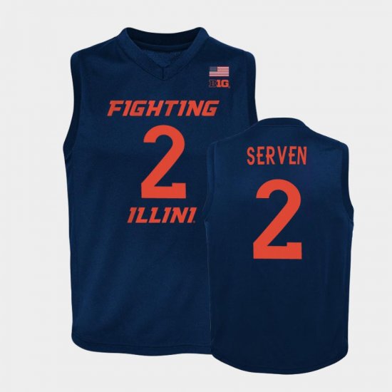 #2 Connor Serven Replica University of Illinois Basketball Youth Navy Jersey 337291-796