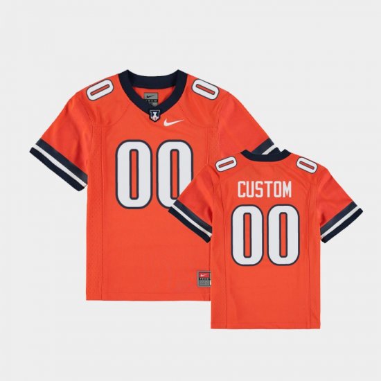 #00 Custom Replica University of Illinois Football Youth Orange Jersey 369145-919