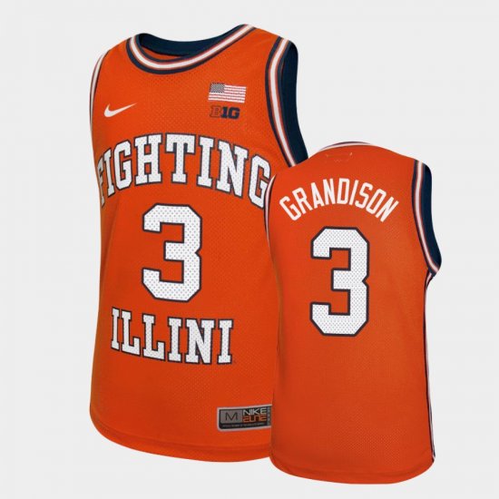 #3 Jacob Grandison College Basketball Fighting Illini Replica Youth Orange Jersey 415575-439