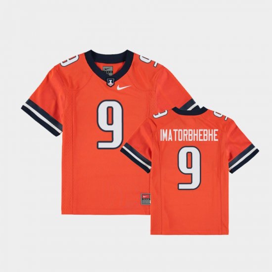 #9 Josh Imatorbhebhe Replica Illinois Fighting Illini Football Youth Orange Jersey 464333-484