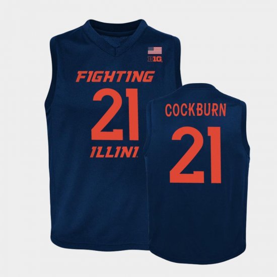 #21 Kofi Cockburn Replica Fighting Illini Basketball Youth Navy Jersey 654840-678