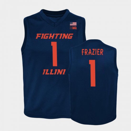 #1 Trent Frazier Replica Illinois Fighting Illini Basketball Youth Navy Jersey 952549-294