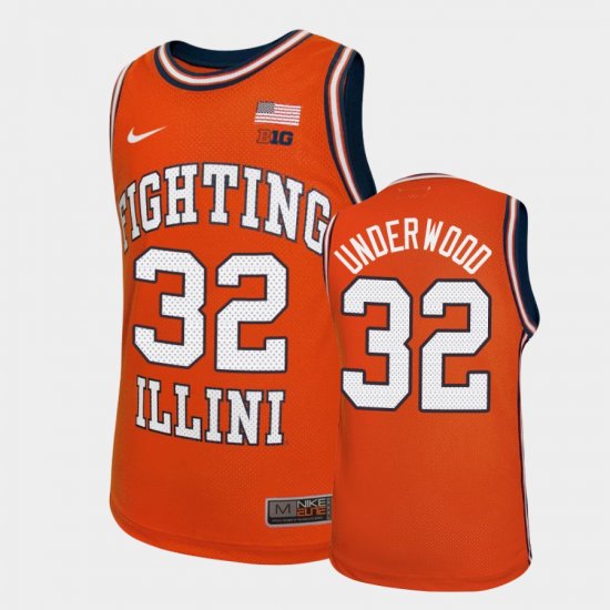 #32 Tyler Underwood College Basketball Illinois Replica Youth Orange Jersey 446964-442